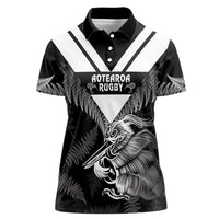 Aotearoa Silver Fern Rugby Custom Women Polo Shirt 2024 Go Kiwi LT14 Female Black - Polynesian Pride
