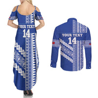 Fetu Samoa Rugby Custom Couples Matching Summer Maxi Dress and Long Sleeve Button Shirt Siapo Pattern - Sporty Style