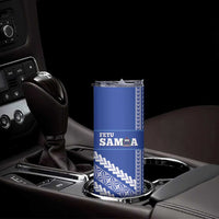Custom Fetu Samoa Rugby Skinny Tumbler Siapo Pattern - Sporty Style LT14 - Polynesian Pride