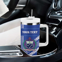 Custom Fetu Samoa Rugby Tumbler With Handle Siapo Pattern - Sporty Style LT14 - Polynesian Pride