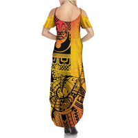 Marquesas Islands Family Matching Summer Maxi Dress and Hawaiian Shirt Marquesan Matatiki Fish Hook Patutiki LT14 - Polynesian Pride