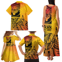 Marquesas Islands Family Matching Tank Maxi Dress and Hawaiian Shirt Marquesan Matatiki Fish Hook Patutiki LT14 - Polynesian Pride