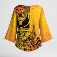 Marquesas Islands Kimono Sleeve Blouse Marquesan Matatiki Fish Hook Patutiki - Polynesian Pride