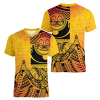 Marquesas Islands Women V-Neck T-Shirt Marquesan Matatiki Fish Hook Patutiki - Polynesian Pride