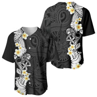Black Samoa Tattoo Baseball Jersey Plumeria Samoan Ocean Tatau Pattern LT14 - Polynesian Pride