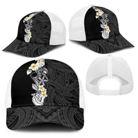 Black Samoa Tattoo Baseball Net Cap Plumeria Samoan Ocean Tatau Pattern - Polynesian Pride