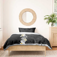 Black Samoa Tattoo Bedding Set Plumeria Samoan Ocean Tatau Pattern - Polynesian Pride