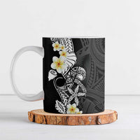 Black Samoa Tattoo Ceramic Mug Plumeria Samoan Ocean Tatau Pattern - Polynesian Pride
