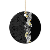 Black Samoa Tattoo Ceramic Ornament Plumeria Samoan Ocean Tatau Pattern - Polynesian Pride