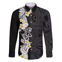 Black Samoa Tattoo Family Matching Mermaid Dress and Hawaiian Shirt Plumeria Samoan Ocean Tatau Pattern - Polynesian Pride