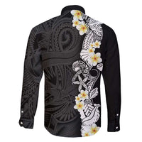 Black Samoa Tattoo Family Matching Mermaid Dress and Hawaiian Shirt Plumeria Samoan Ocean Tatau Pattern - Polynesian Pride