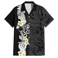 Black Samoa Tattoo Family Matching Off The Shoulder Long Sleeve Dress and Hawaiian Shirt Plumeria Samoan Ocean Tatau Pattern LT14 Dad's Shirt - Short Sleeve Black - Polynesian Pride