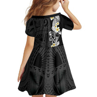 Black Samoa Tattoo Family Matching Off Shoulder Maxi Dress and Hawaiian Shirt Plumeria Samoan Ocean Tatau Pattern - Polynesian Pride