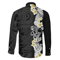 Black Samoa Tattoo Family Matching Puletasi and Hawaiian Shirt Plumeria Samoan Ocean Tatau Pattern LT14 - Polynesian Pride