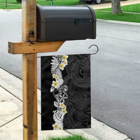 Black Samoa Tattoo Garden Flag Plumeria Samoan Ocean Tatau Pattern - Polynesian Pride