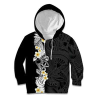 Black Samoa Tattoo Kid Hoodie Plumeria Samoan Ocean Tatau Pattern - Polynesian Pride