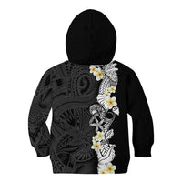Black Samoa Tattoo Kid Hoodie Plumeria Samoan Ocean Tatau Pattern - Polynesian Pride