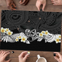 Black Samoa Tattoo Puzzle Plumeria Samoan Ocean Tatau Pattern - Polynesian Pride