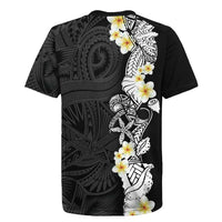 Black Samoa Tattoo Rugby Jersey Plumeria Samoan Ocean Tatau Pattern LT14 - Polynesian Pride
