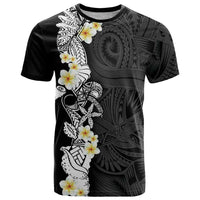 Black Samoa Tattoo T Shirt Plumeria Samoan Ocean Tatau Pattern - Polynesian Pride