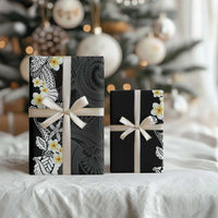 Black Samoa Tattoo Wrapping Paper Plumeria Samoan Ocean Tatau Pattern - Polynesian Pride