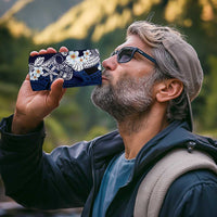 Blue Samoa Tattoo 4 in 1 Can Cooler Tumbler Plumeria Samoan Ocean Tatau Pattern - Polynesian Pride