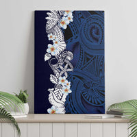 Blue Samoa Tattoo Canvas Wall Art Plumeria Samoan Ocean Tatau Pattern - Polynesian Pride