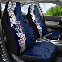 Blue Samoa Tattoo Car Seat Cover Plumeria Samoan Ocean Tatau Pattern - Polynesian Pride