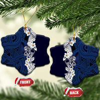 Blue Samoa Tattoo Ceramic Ornament Plumeria Samoan Ocean Tatau Pattern - Polynesian Pride