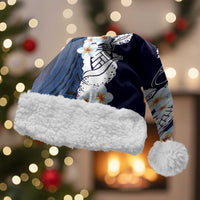 Blue Samoa Tattoo Christmas Santa Hat Plumeria Samoan Ocean Tatau Pattern - Polynesian Pride