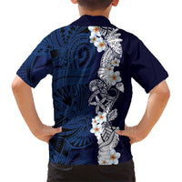 Blue Samoa Tattoo Family Matching Puletasi and Hawaiian Shirt Plumeria Samoan Ocean Tatau Pattern LT14 - Polynesian Pride