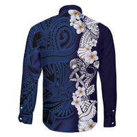 Blue Samoa Tattoo Family Matching Tank Maxi Dress and Hawaiian Shirt Plumeria Samoan Ocean Tatau Pattern - Polynesian Pride