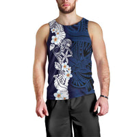 Blue Samoa Tattoo Men Tank Top Plumeria Samoan Ocean Tatau Pattern - Polynesian Pride