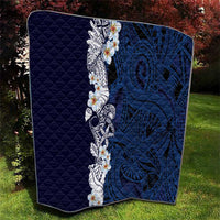 Blue Samoa Tattoo Quilt Plumeria Samoan Ocean Tatau Pattern - Polynesian Pride