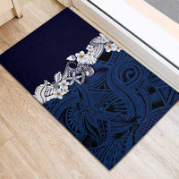 Blue Samoa Tattoo Rubber Doormat Plumeria Samoan Ocean Tatau Pattern - Polynesian Pride