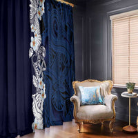 Blue Samoa Tattoo Window Curtain Plumeria Samoan Ocean Tatau Pattern - Polynesian Pride