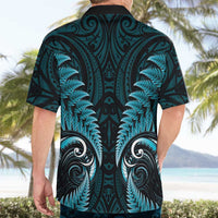 Aotearoa Pounamu Niho Hawaiian Shirt Silver Fern Mix Maori Pattern - Turquoise