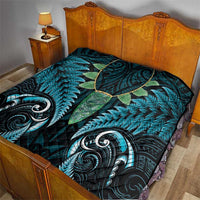 Aotearoa Pounamu Niho Quilt Silver Fern Mix Maori Pattern - Turquoise LT14 - Polynesian Pride
