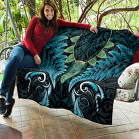 Aotearoa Pounamu Niho Quilt Silver Fern Mix Maori Pattern - Turquoise LT14 - Polynesian Pride