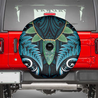 Aotearoa Pounamu Niho Spare Tire Cover Silver Fern Mix Maori Pattern - Turquoise