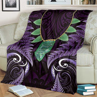 Aotearoa Pounamu Niho Blanket Silver Fern Mix Maori Pattern - Purple