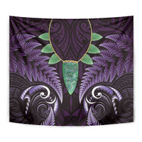 Aotearoa Pounamu Niho Tapestry Silver Fern Mix Maori Pattern - Purple