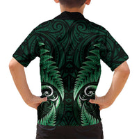 Aotearoa Pounamu Niho Family Matching Puletasi and Hawaiian Shirt Silver Fern Mix Maori Pattern - Green LT14 - Polynesian Pride