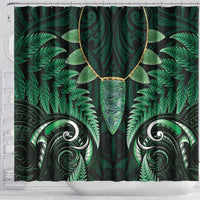 Aotearoa Pounamu Niho Shower Curtain Silver Fern Mix Maori Pattern - Green LT14 - Polynesian Pride