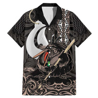 Aotearoa Hei Matau Family Matching Mermaid Dress and Hawaiian Shirt Haka Kiwi Mix Maori Mangopare LT14 Dad's Shirt - Short Sleeve Black - Polynesian Pride