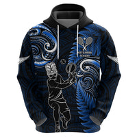 Custom New Zealand Tiki Tennis Hoodie 2024 Aotearoa Tenehi Maori Silver Fern - Blue LT14 - Polynesian Pride