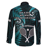 New Zealand Tiki Tennis Family Matching Puletasi and Hawaiian Shirt 2024 Aotearoa Tenehi Maori Silver Fern - Turquoise LT14 - Polynesian Pride