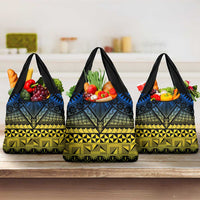 Halo Olaketa Solomon Islands Grocery Bag Melanesian Tribal Pattern Gradient Version LT14 3-pack One Size Black - Polynesian Pride