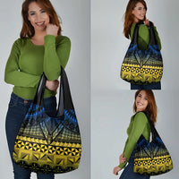 Halo Olaketa Solomon Islands Grocery Bag Melanesian Tribal Pattern Gradient Version LT14 - Polynesian Pride