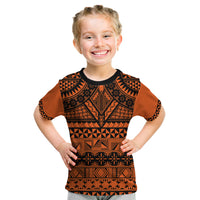 Halo Olaketa Solomon Islands Kid T Shirt Melanesian Tribal Pattern Orange Version LT14 Orange - Polynesian Pride